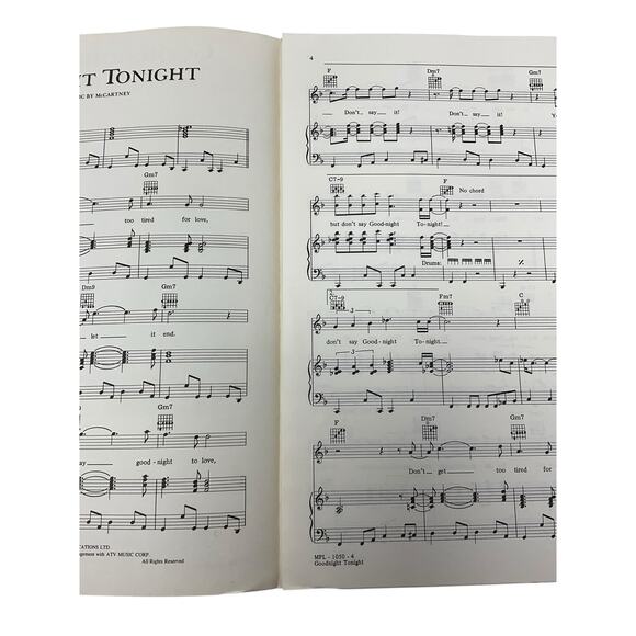 Goodnight Tonight Sheet Music 1979 Wings McCartney - Picture 5 of 6